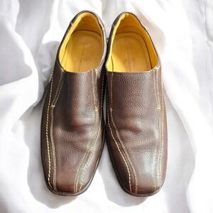 Sandro Moscoloni Leather Loafers Slip On Dress Shoes Brown Comfort Men 11 EEE‎